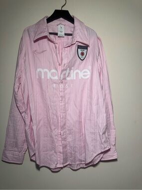 Martine Rose x Nike  Pink Button-Down Shirt with Logo Patch